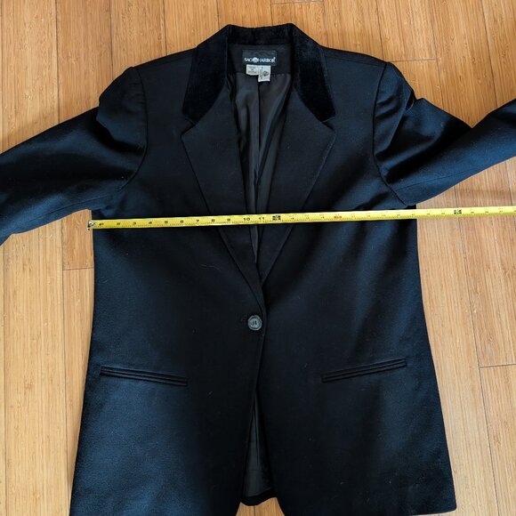 Vintage Sag Harbor Black 100% Wool Blazer with Velvet Collar - Size 16 - Picture 5 of 6